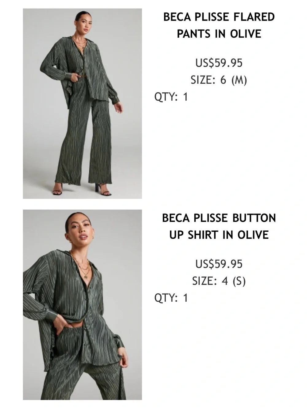Showpo Olive Green Stripe Wide matching SET